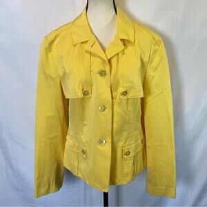 Feraud Women’s Size 12 Bright Yellow Rain Trench Style Jacket Utility Coat